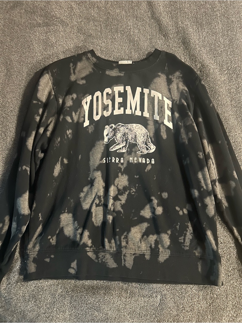 Mighty Fine Black and Bleach Tie-Dye Yosemite Crewneck